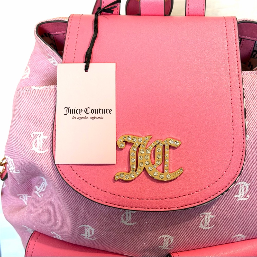 Juicy Couture Pink Women's Monogram Backpack Handbag 10X10 - Picture 2 of 14